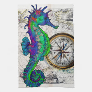 Seahorse Compass Kitchen Towel