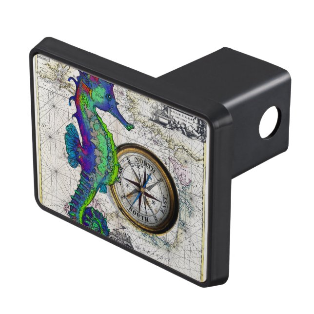 Seahorse Compass Trailer Hitch Cover (Top Right)