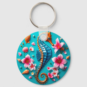Seahorse Coral Reef Ocean Nature Underwater Style Keychain