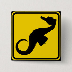 Seahorse Crossing ! 2 Inch Square Button