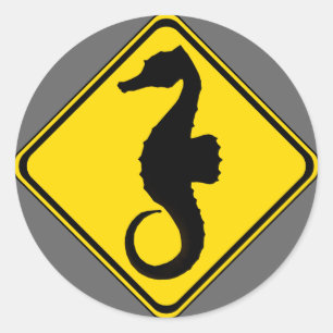 Seahorse Crossing ! Classic Round Sticker