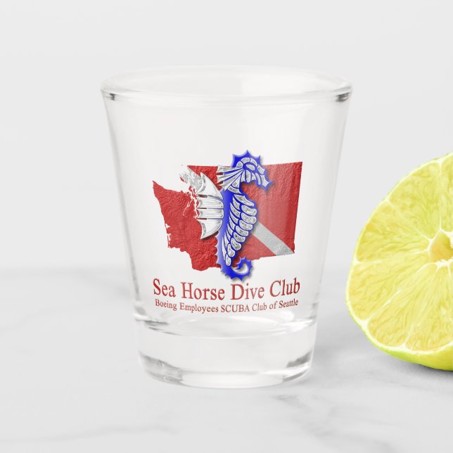 SeaHorse Dive Club Logo Shot Glass (Front)
