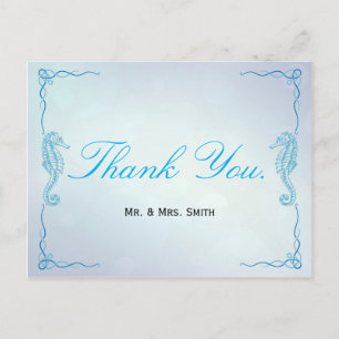 Seahorse Dusk Blue Thank You Postcard