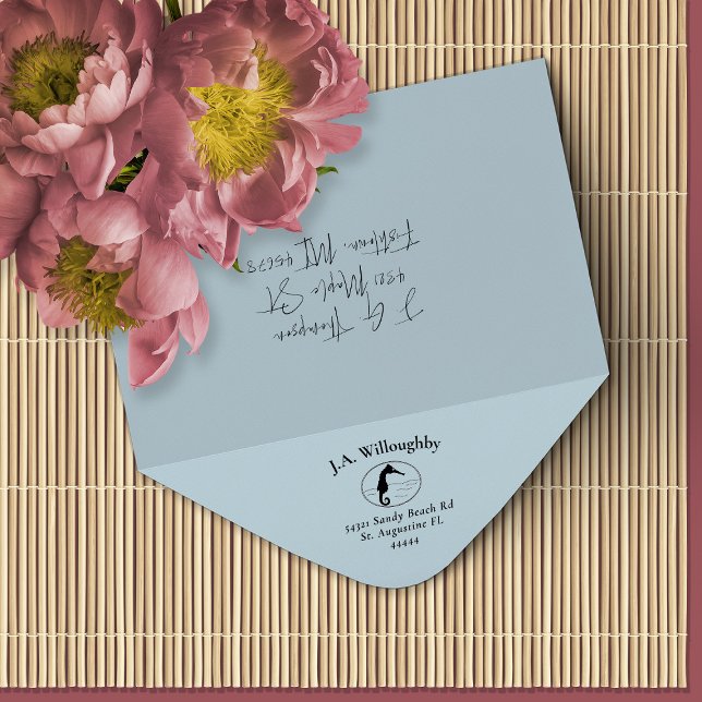 Seahorse Family Name Return Address Rubber Stamp (Creator Uploaded)