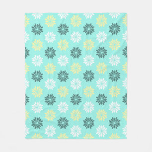 Seahorse Flowers Aquamarine Fleece Blanket