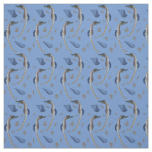 Seahorse Frenzy Fabric (Blue)
