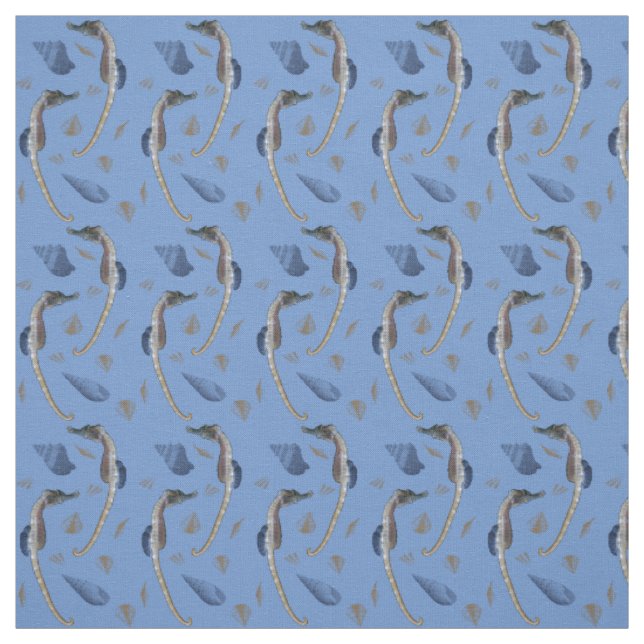 Seahorse Frenzy Fabric (Blue) (Swatch)