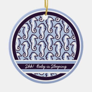 Seahorse Frolic Baby Sleeping Ornament - Blue