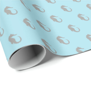 Seahorse Gift Aqua Beach Wrapping Paper