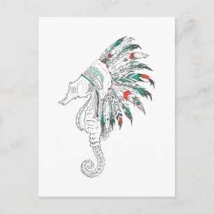 seahorse headdress postcard