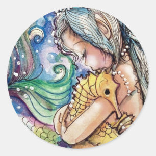 SeaHorse Hugs Mermaid Sticker