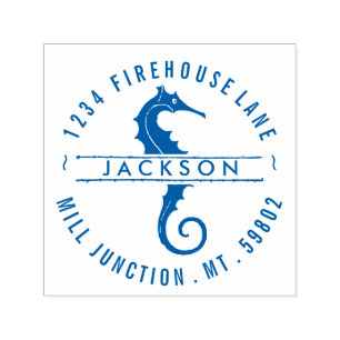 Seahorse In Circle Self-Ink Return Address Stamp