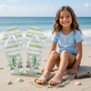 Seahorse in the Garden of Tides Kid's Flip Flops