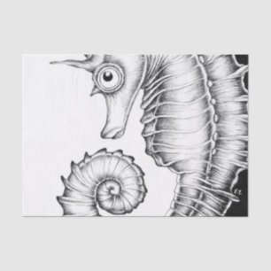 Seahorse Ink Black And White Tissue Paper