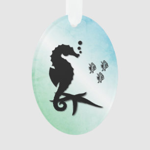 Seahorse Into the Green Ornament