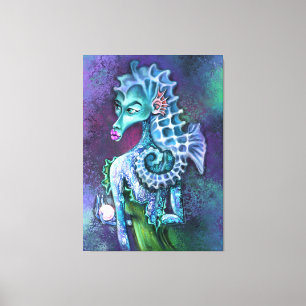 Seahorse Lady Imaginaire toile Imprimer - Peinture
