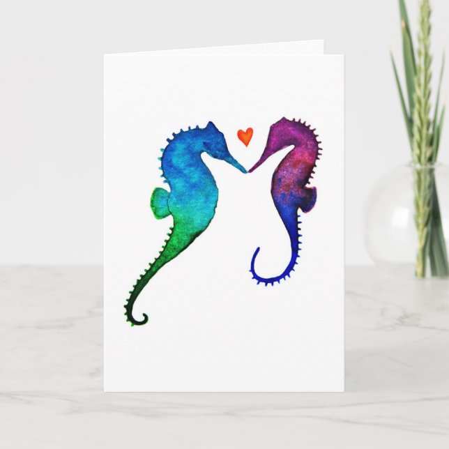Seahorse Love Greeting Card (Front)