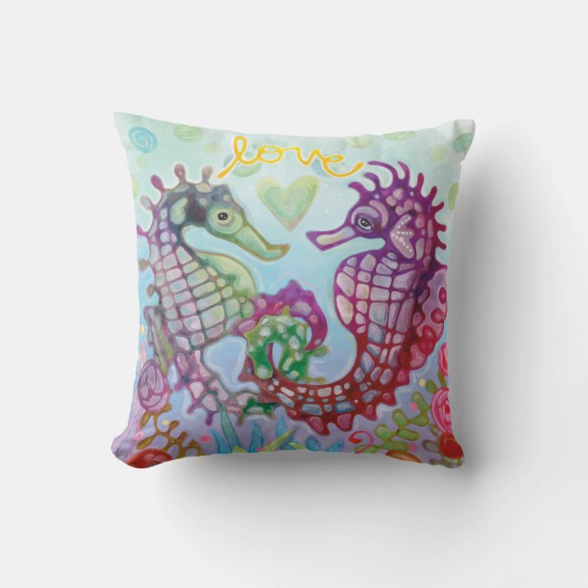 Seahorse Love Throw Pillow (Front)