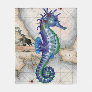 Seahorse Map Gibraltar Fleece Blanket