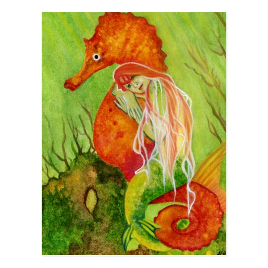 Seahorse mermaid fantasy Postcard