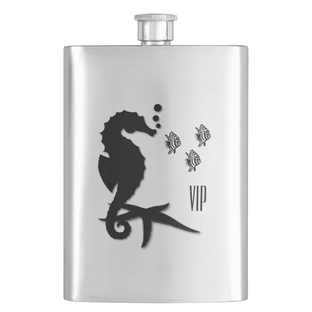 Seahorse Monogram Hip Flask (Front)