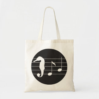 Seahorse music note tote bag