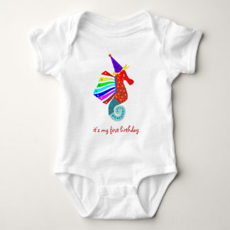 seahorse: My first birthday Baby Bodysuit