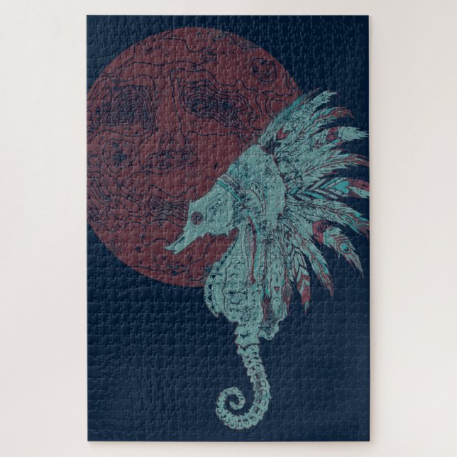 seahorse native night jigsaw puzzle (Vertical)