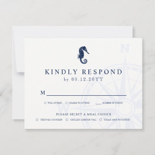 Seahorse   Nautical Themed Wedding RSVP Meals