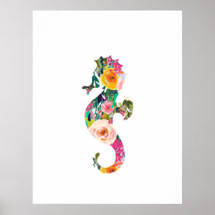 Seahorse nautical wall print nursery art