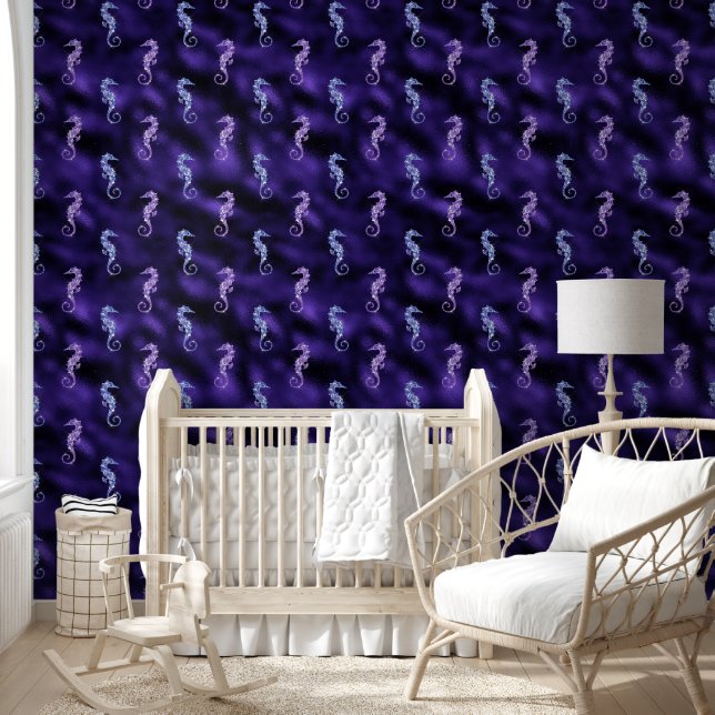 Seahorse ocean glamour sparkle girly sea creature wallpaper (Kids)