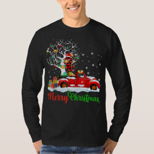 Seahorse On Red Truck Christmas Pajama Funny Xmas T-Shirt