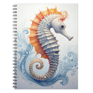 Seahorse on the ocean waves notebook