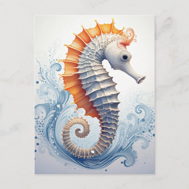 Seahorse on the ocean waves postcard (Front)