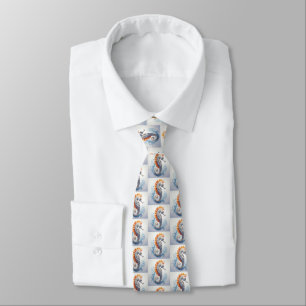 Seahorse on the ocean waves tie