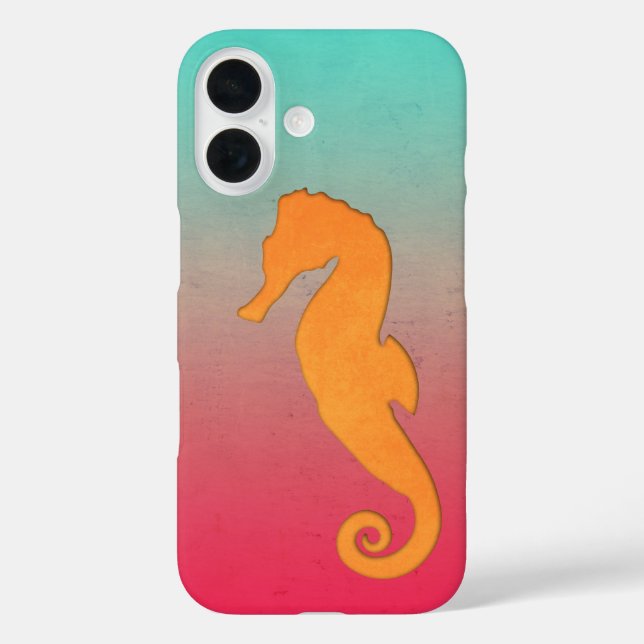 Seahorse orange silhouette Simple nautical Case-Mate iPhone Case (Back)