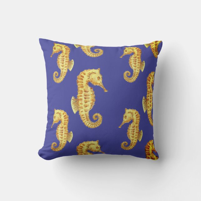 Seahorse Outdoor Throw Pillow (Front)