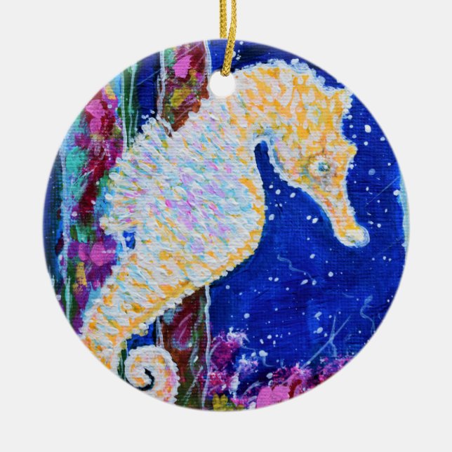 Seahorse Painting Ceramic Ornament (Front)