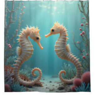 seahorse pair in coral reef bath and beauty