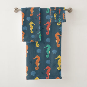 Seahorse Pattern Bath Towel Set