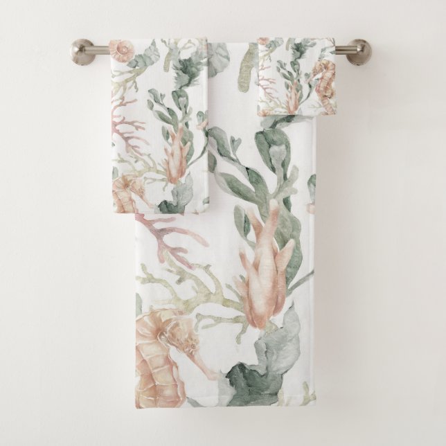 Seahorse Pattern Bath Towel Set (Insitu)
