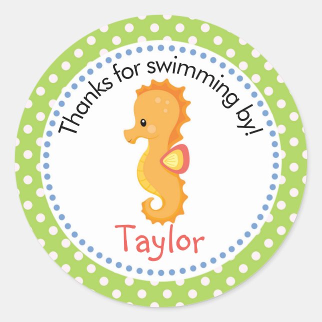 Seahorse Personalized Thank You Sticker Favour (Front)