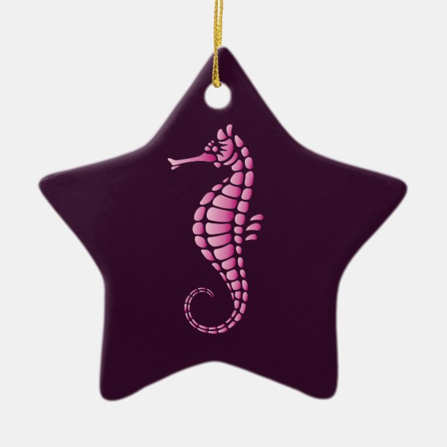Seahorse Pink Ceramic Ornament (Front)