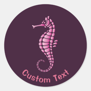 Seahorse Pink Classic Round Sticker