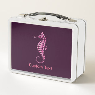 Seahorse Pink Metal Lunch Box