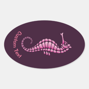 Seahorse Pink Oval Sticker