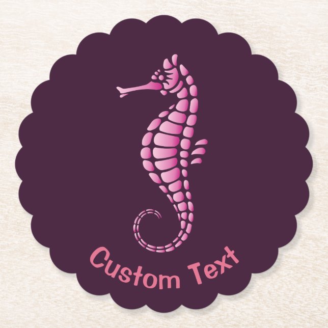Seahorse Pink Paper Coaster (Front)