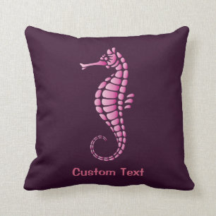Seahorse Pink Throw Pillow