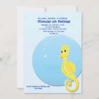 Seahorse Pool Birthday Party Invitation