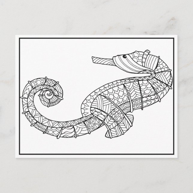 Seahorse Postcard - Colouring Card (Front)